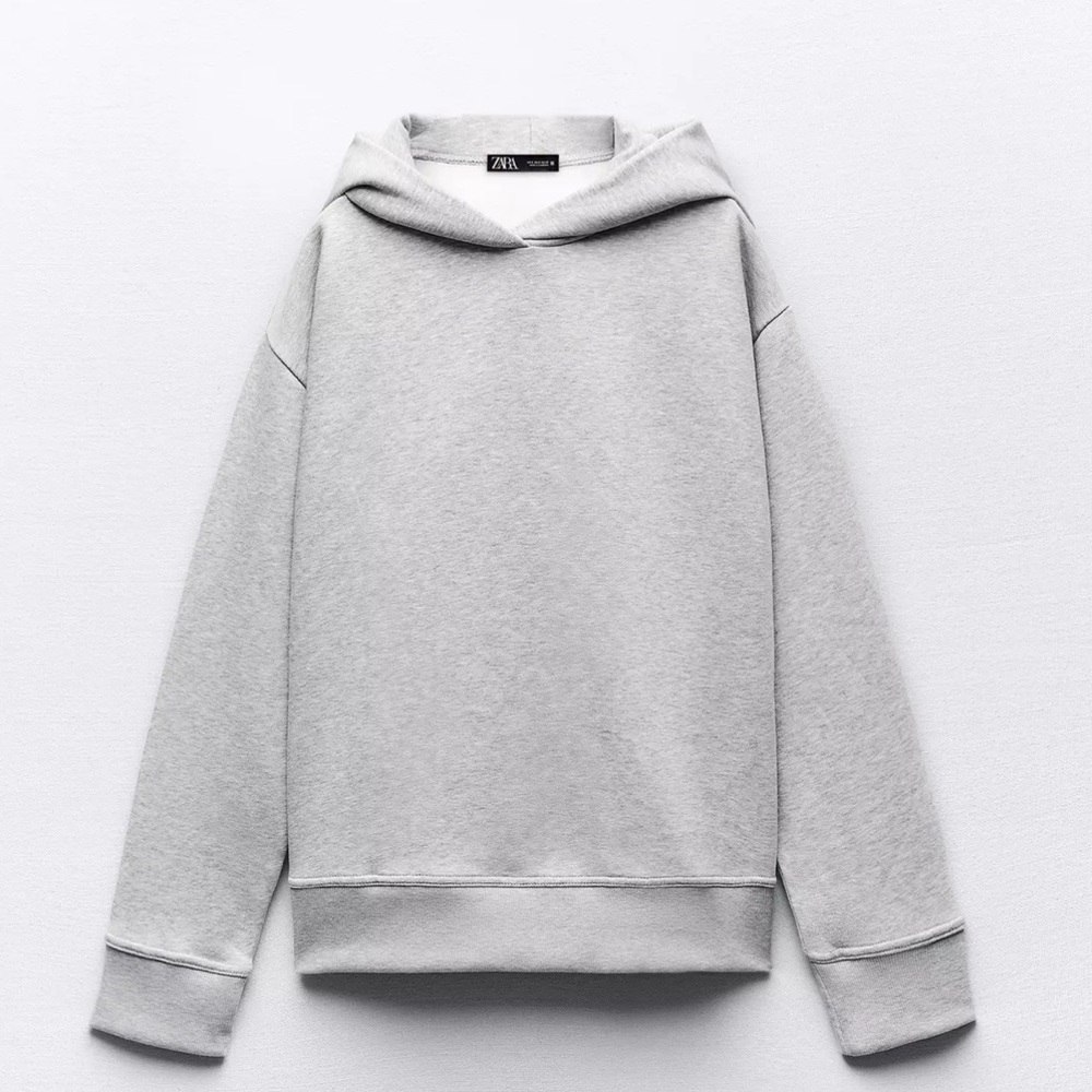 Zara Light Gray Hoodie Sweatshirt